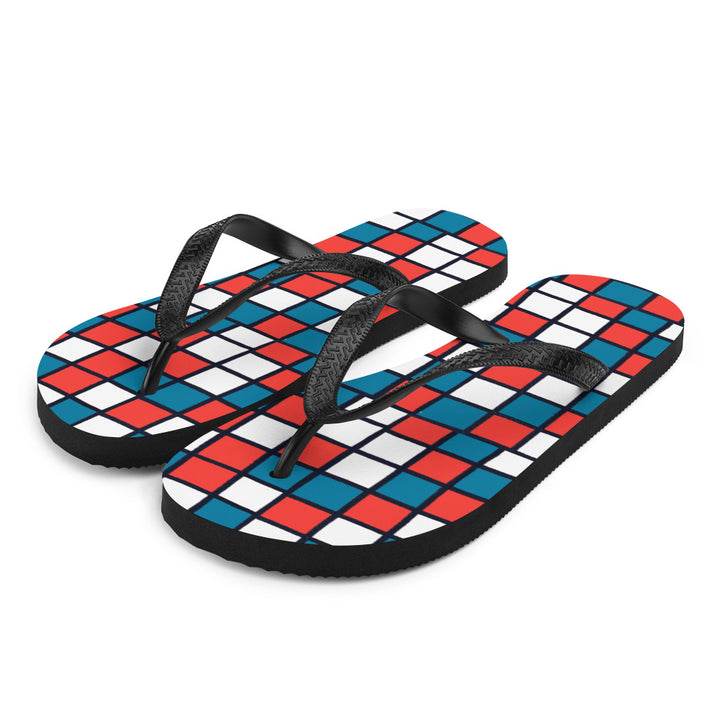 Red and Blue Checkered Flip Flops